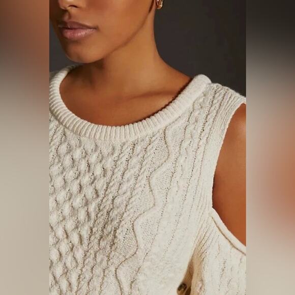 Anthropologie Pilcro Cold Shoulder Fisherman Sweater Knit Size Smalll - Picture 4 of 11